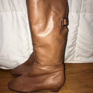 Tan leather boots